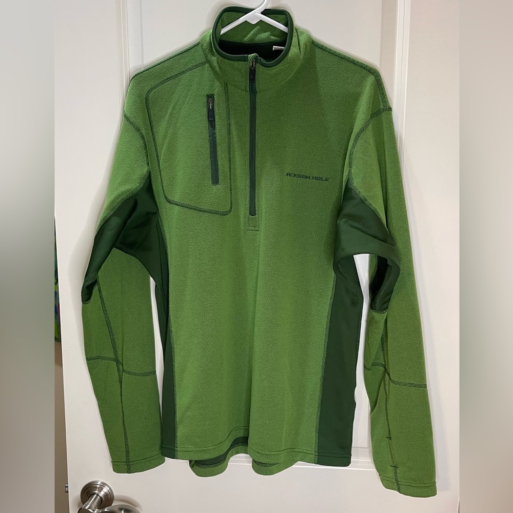 Jackson Hole Logo Pullover Jacket 1/4 Zip Green Size L